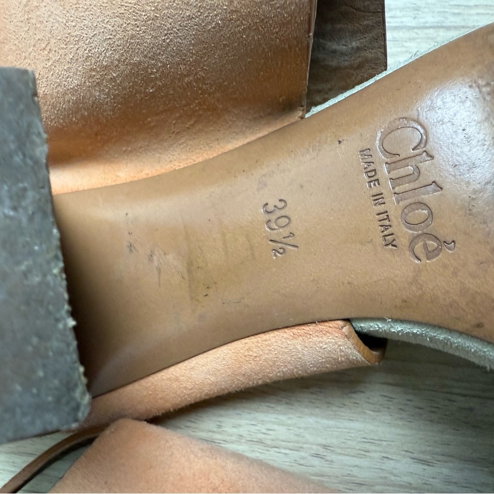 Chloe - Peach Suede Slingback Block Heel Sandals - Sz 39.5 - Picture 6 of 7